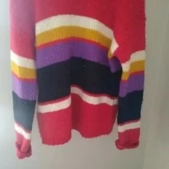 Nordstrom Stripe Wool Alpaca Chunky Oversized Knit Sweater Medium - Picture 6 of 9